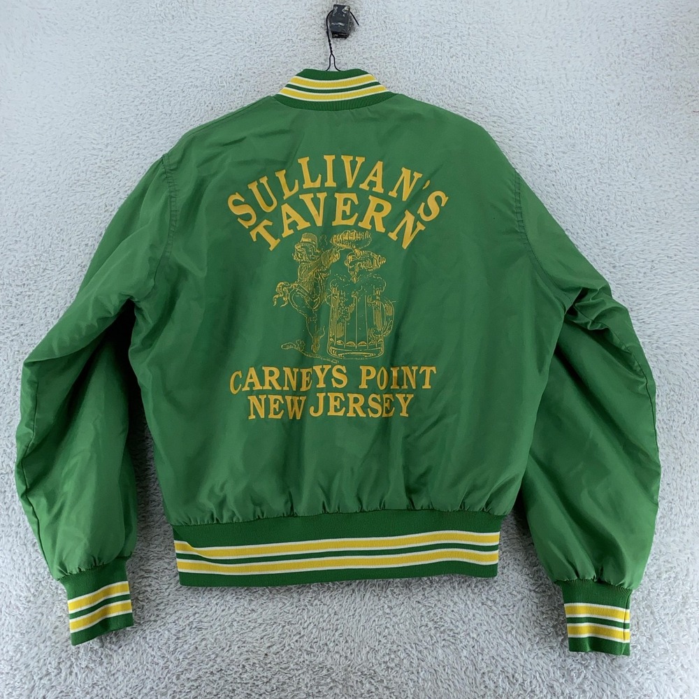 Vtg 80s Sullivan's Tavern Satin Bomber Jacket L Carneys Point New Jersey Steve